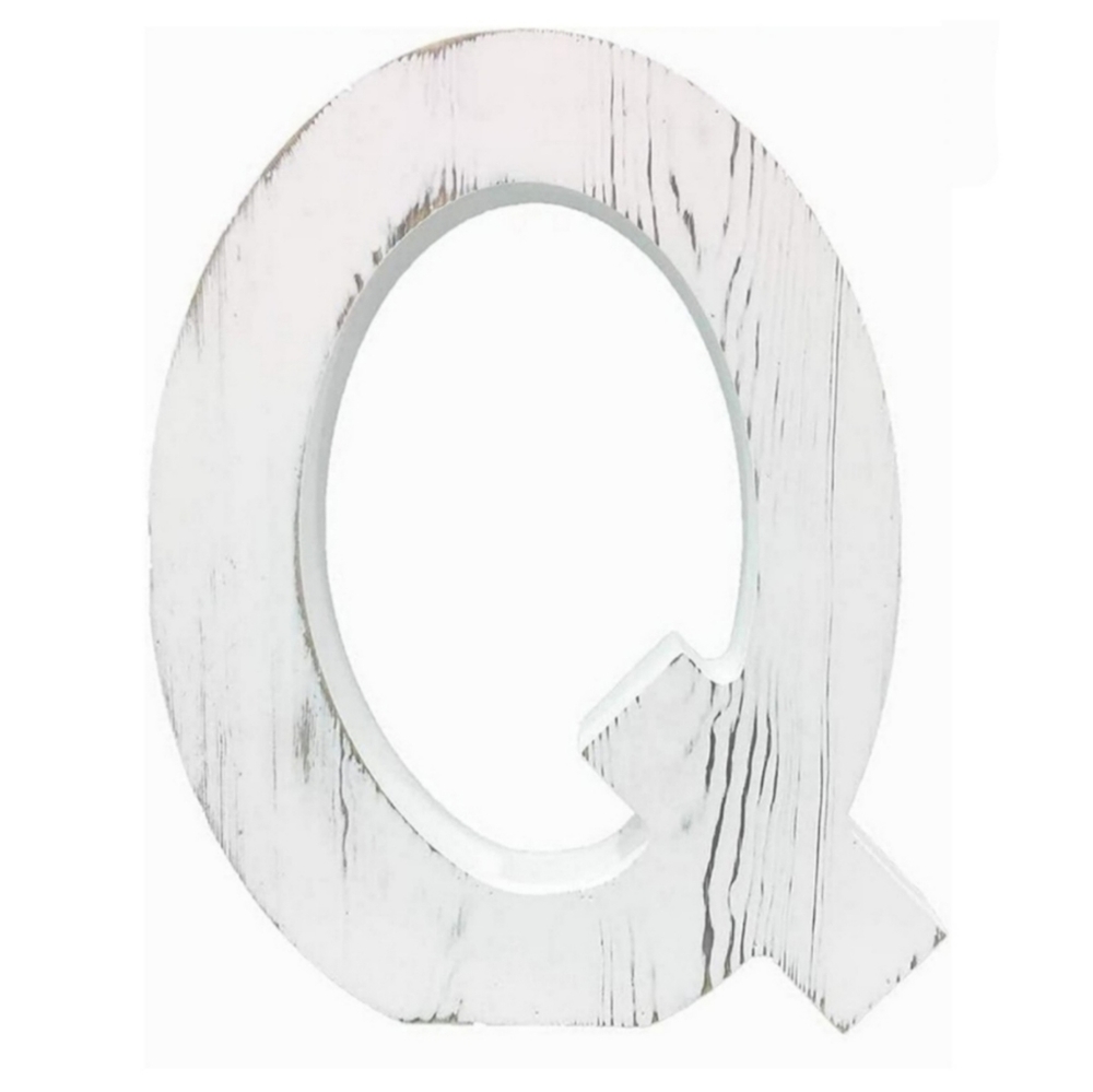 Large Distressed White Wall Desk Letter Q